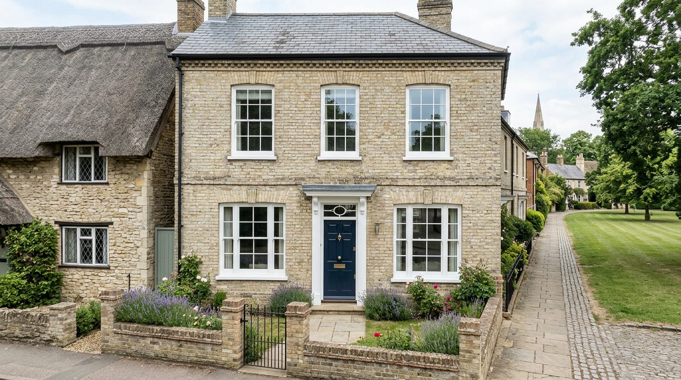 Residential Bedford street in Bedfordshire showing local vernacular windows and doors — the character of homes South East Windows & Doors installs across MK40 – MK45