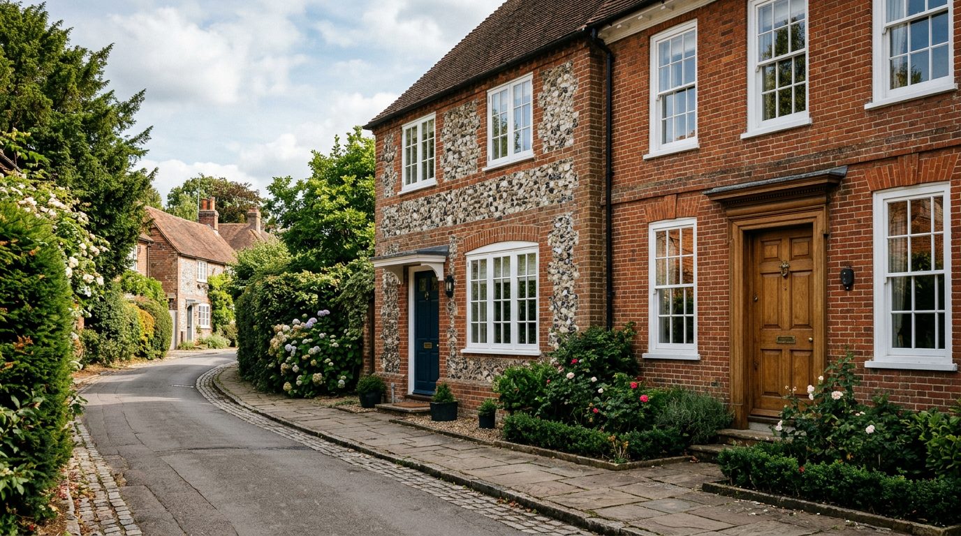 Residential Chalfont St Peter street in Buckinghamshire showing local vernacular windows and doors — the character of homes South East Windows & Doors installs across SL9