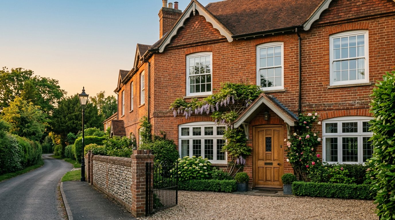 Residential Radlett street in Hertfordshire showing local vernacular windows and doors — the character of homes South East Windows & Doors installs across WD7