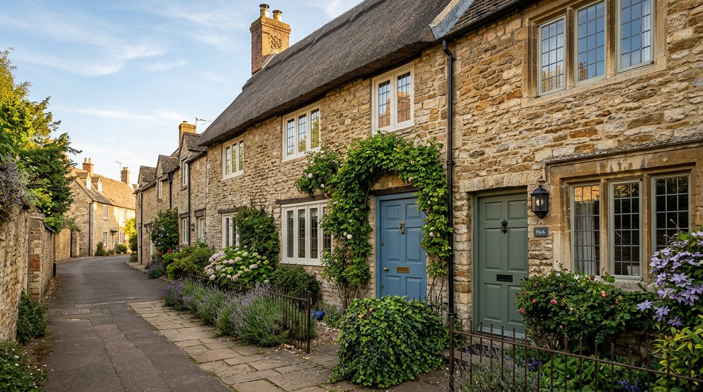 Residential Kettering street in Northamptonshire showing local vernacular windows and doors — the character of homes South East Windows & Doors installs across NN14 – NN16