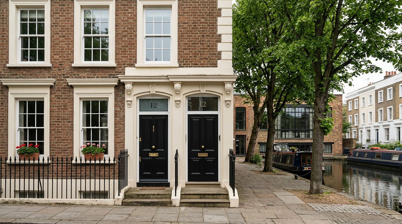 Residential Camden Town street in London showing local vernacular windows and doors — the character of homes South East Windows & Doors installs across NW1