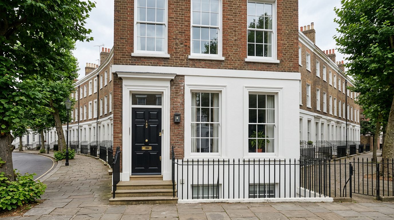 Residential Greenwich street in London showing local vernacular windows and doors — the character of homes South East Windows & Doors installs across SE10