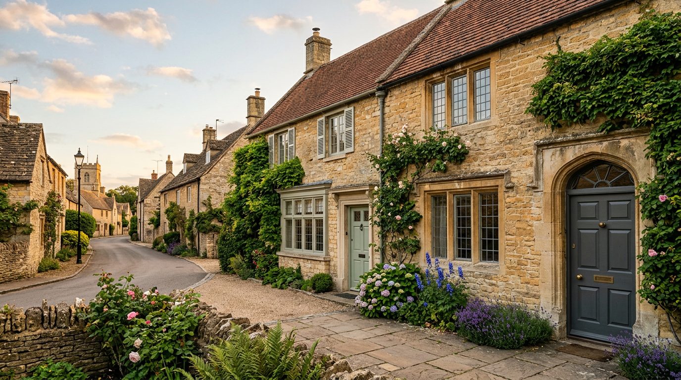 Residential Faringdon street in Oxfordshire showing local vernacular windows and doors — the character of homes South East Windows & Doors installs across SN7