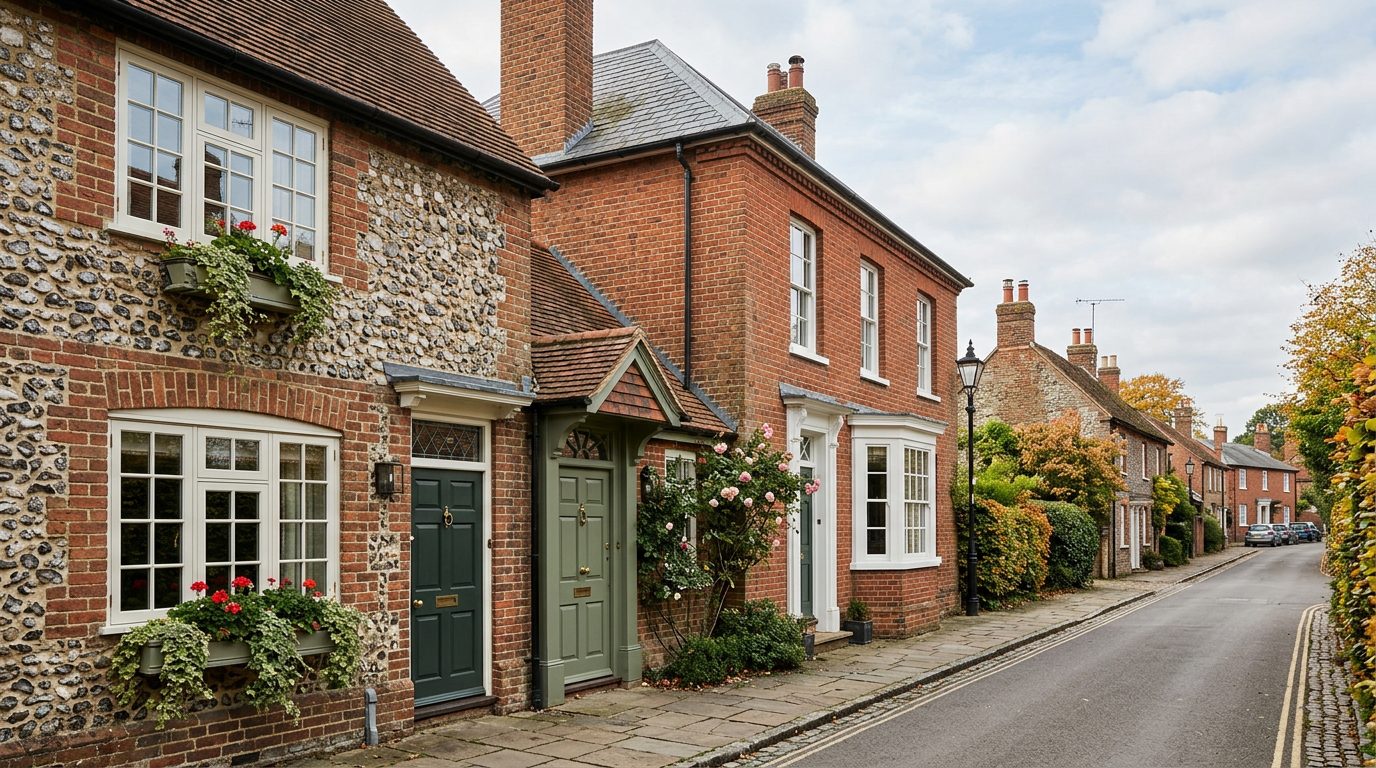 Residential Buckingham street in Buckinghamshire showing local vernacular windows and doors — the character of homes South East Windows & Doors installs across MK18