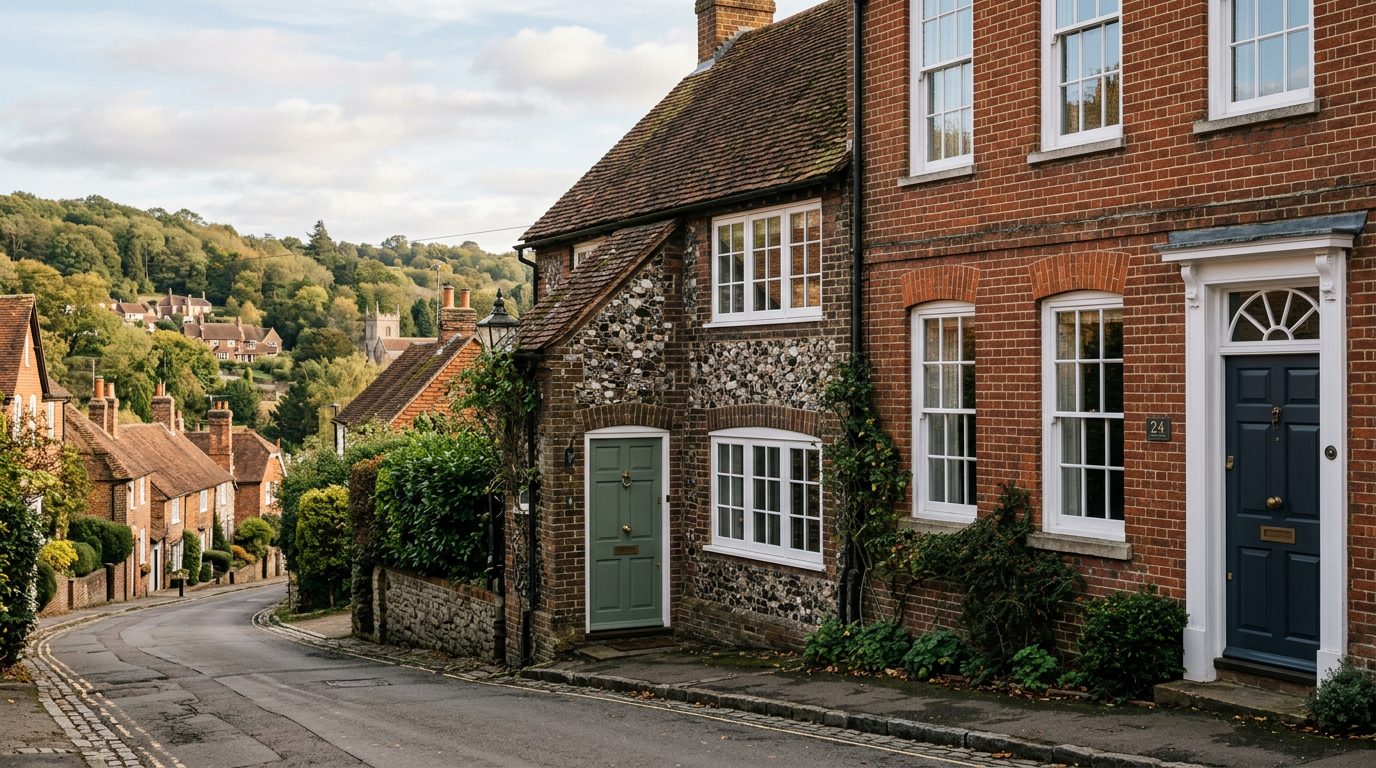 Residential High Wycombe street in Buckinghamshire showing local vernacular windows and doors — the character of homes South East Windows & Doors installs across HP11 – HP15