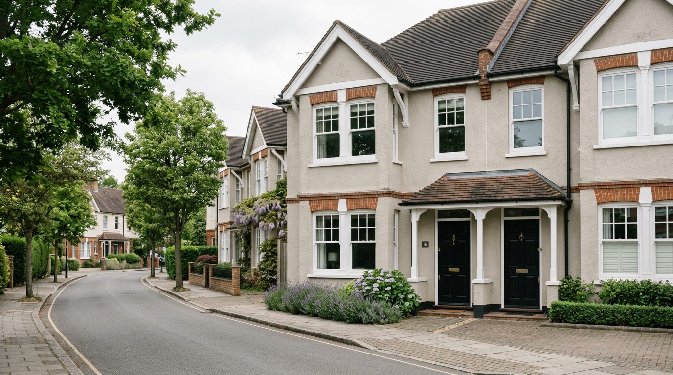 Residential Ruislip street in London showing local vernacular windows and doors — the character of homes South East Windows & Doors installs across HA4