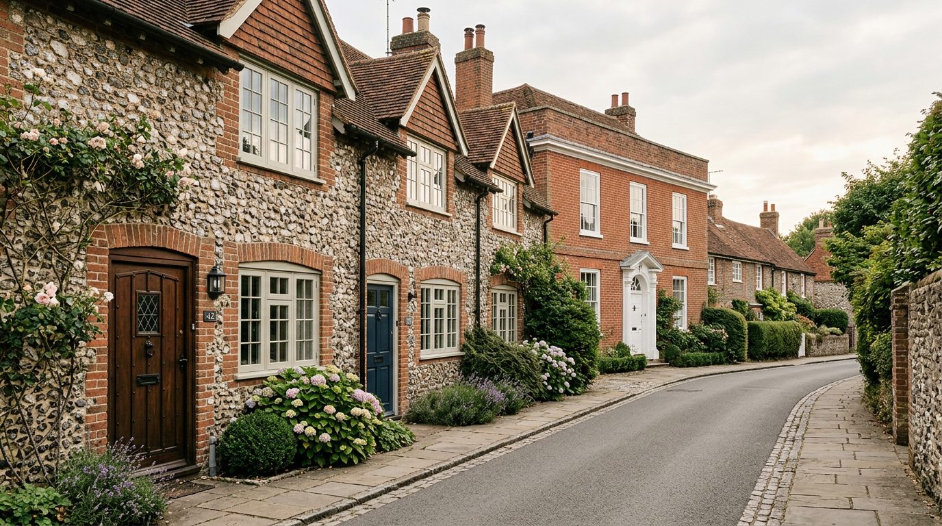 Residential Amersham street in Buckinghamshire showing local vernacular windows and doors — the character of homes South East Windows & Doors installs across HP6, HP7