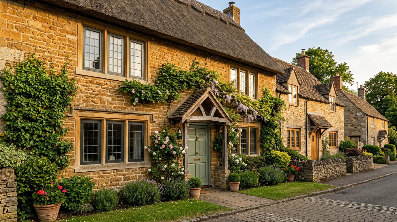 Residential Irthlingborough street in Northamptonshire showing local vernacular windows and doors — the character of homes South East Windows & Doors installs across NN9
