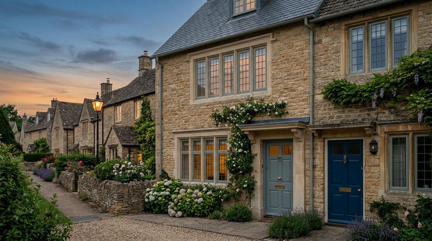 Residential Bicester street in Oxfordshire showing local vernacular windows and doors — the character of homes South East Windows & Doors installs across OX25 – OX27