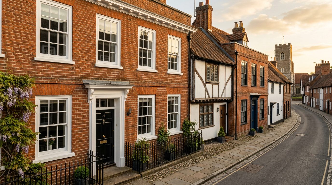 Residential Ware street in Hertfordshire showing local vernacular windows and doors — the character of homes South East Windows & Doors installs across SG12