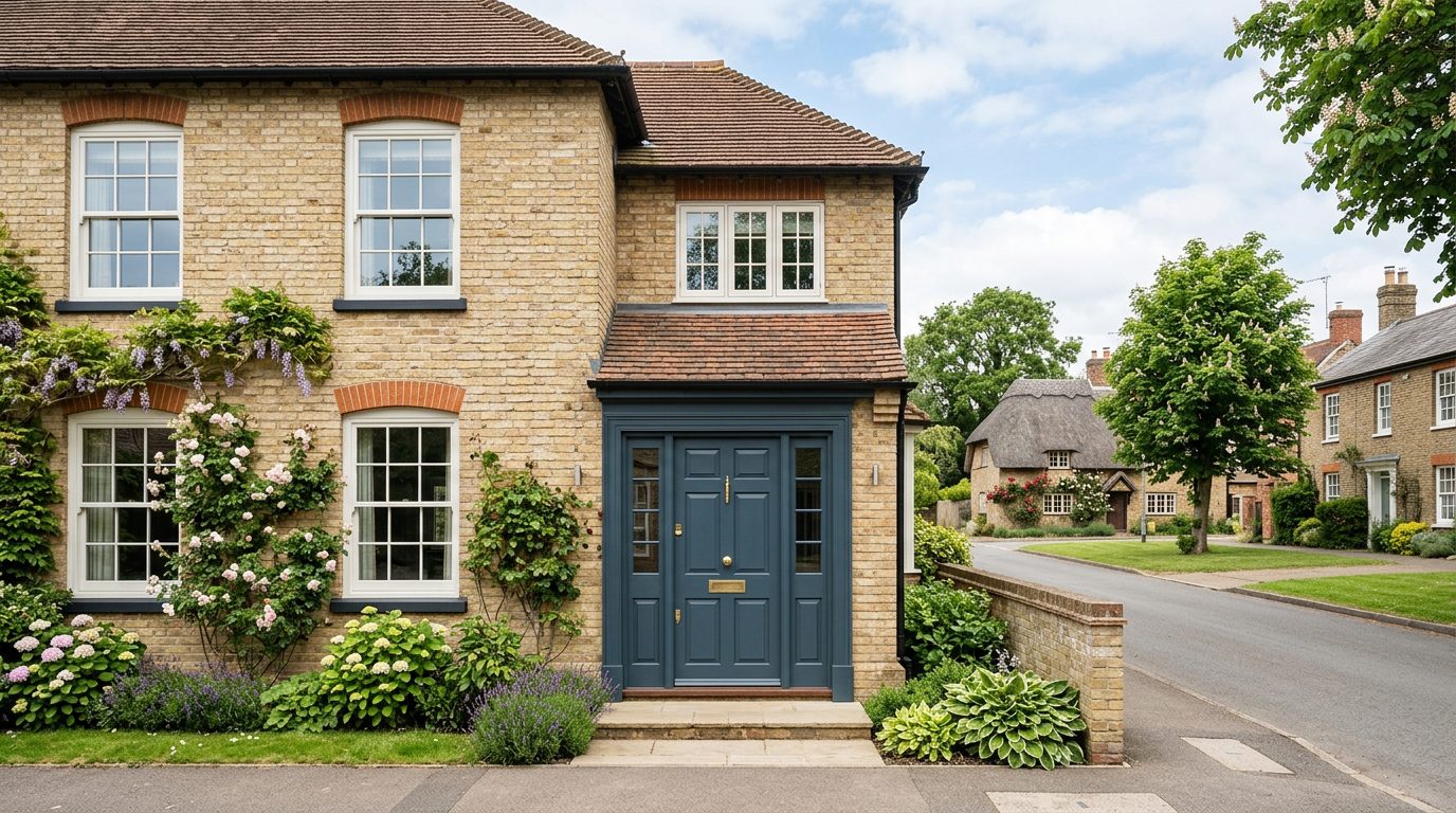 Residential Shefford street in Bedfordshire showing local vernacular windows and doors — the character of homes South East Windows & Doors installs across SG17
