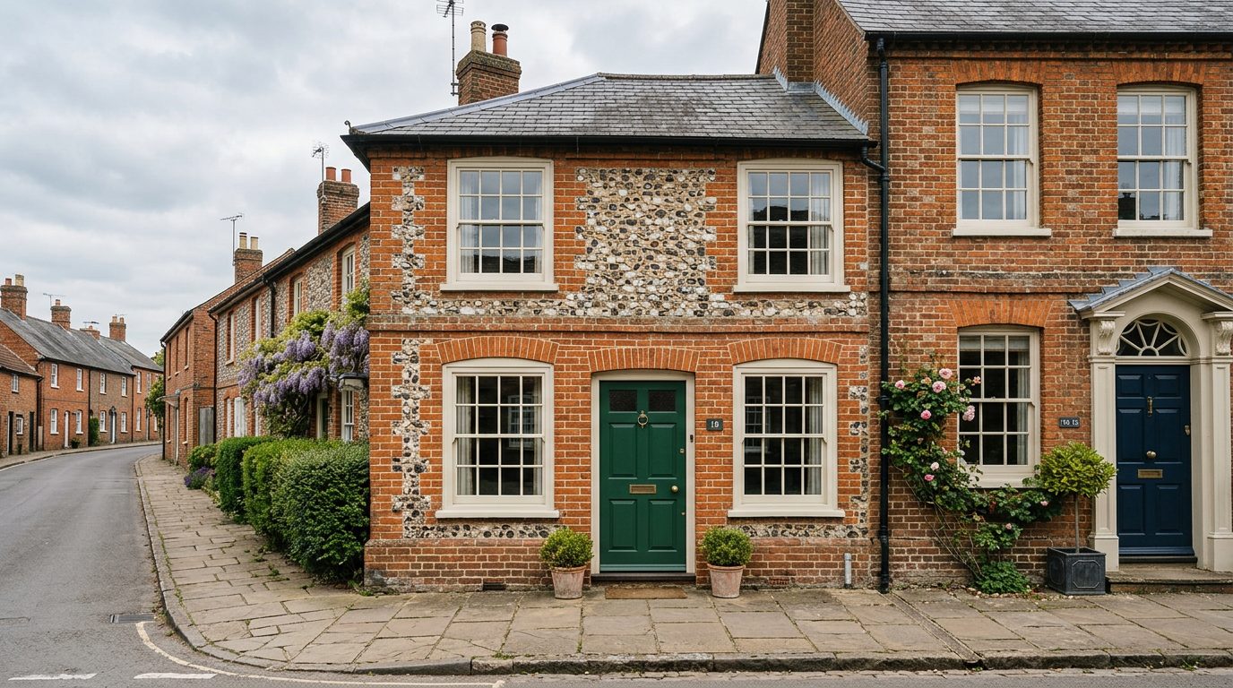 Residential Winslow street in Buckinghamshire showing local vernacular windows and doors — the character of homes South East Windows & Doors installs across MK18