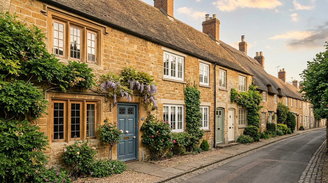Residential Northampton street in Northamptonshire showing local vernacular windows and doors — the character of homes South East Windows & Doors installs across NN1 – NN7