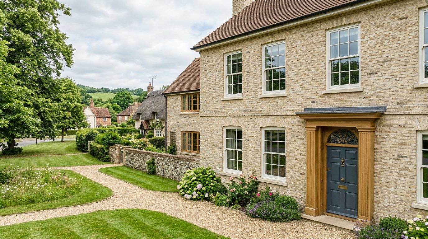Residential Toddington street in Bedfordshire showing local vernacular windows and doors — the character of homes South East Windows & Doors installs across LU5