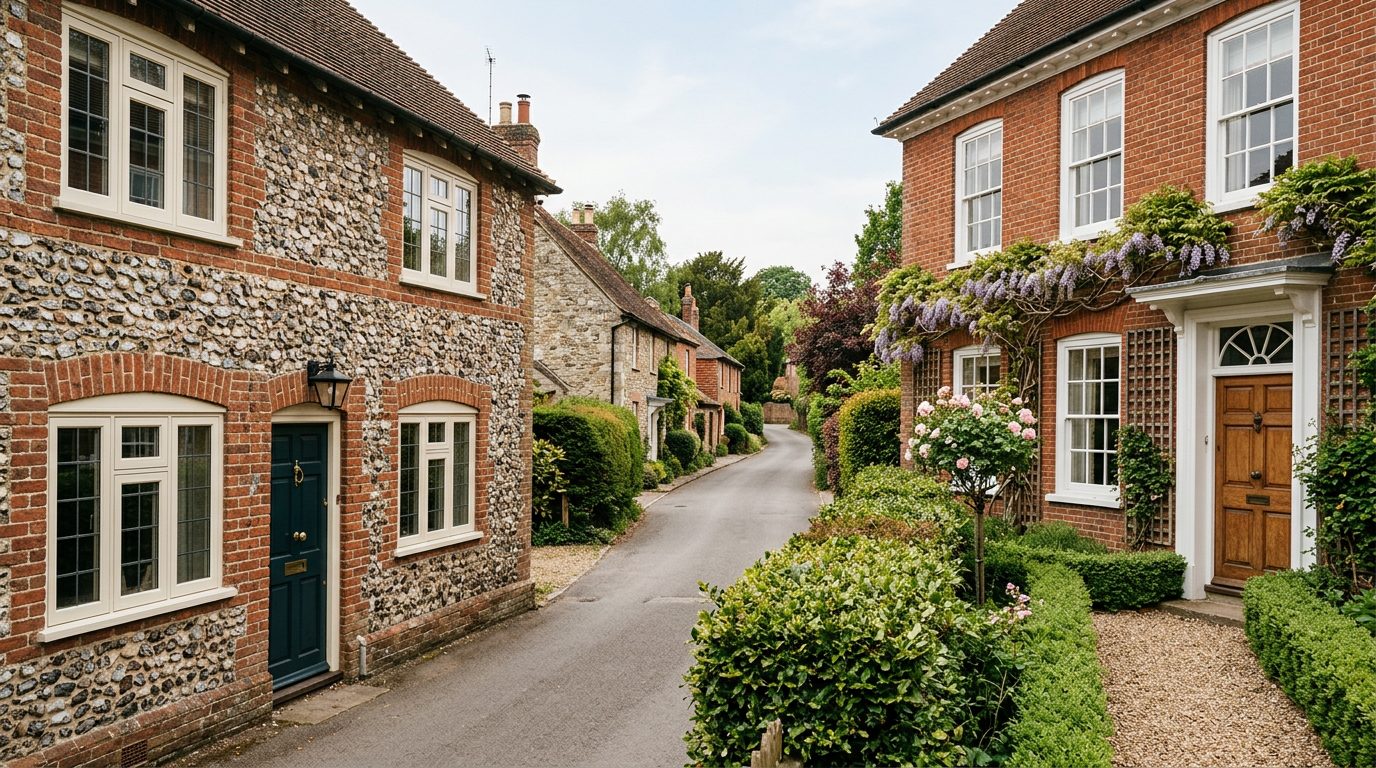 Residential Chalfont St Giles street in Buckinghamshire showing local vernacular windows and doors — the character of homes South East Windows & Doors installs across HP8