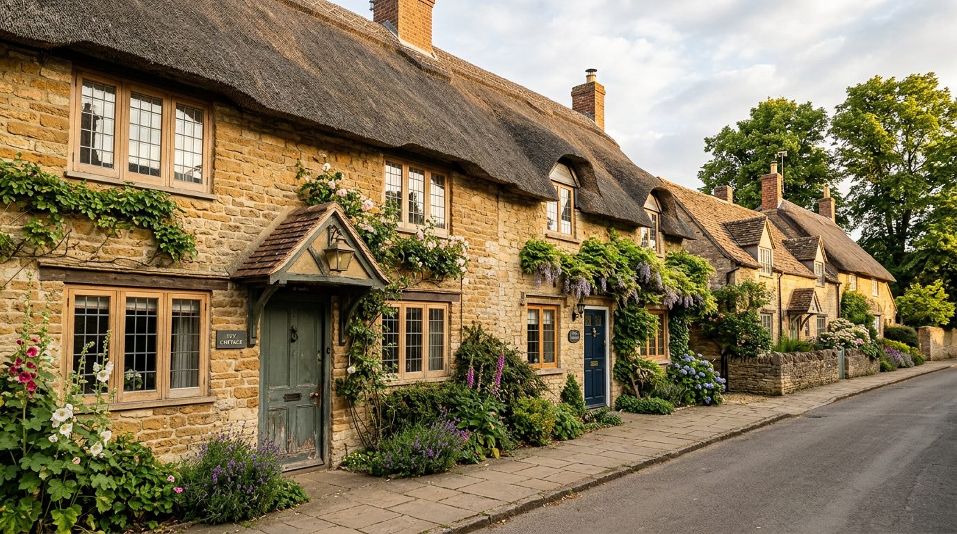 Residential Raunds street in Northamptonshire showing local vernacular windows and doors — the character of homes South East Windows & Doors installs across NN9