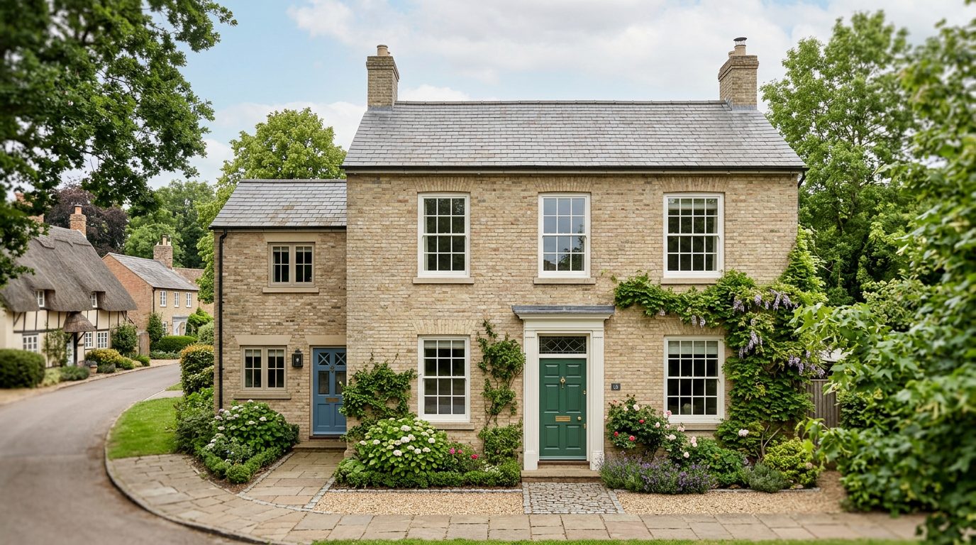 Residential Potton street in Bedfordshire showing local vernacular windows and doors — the character of homes South East Windows & Doors installs across SG19