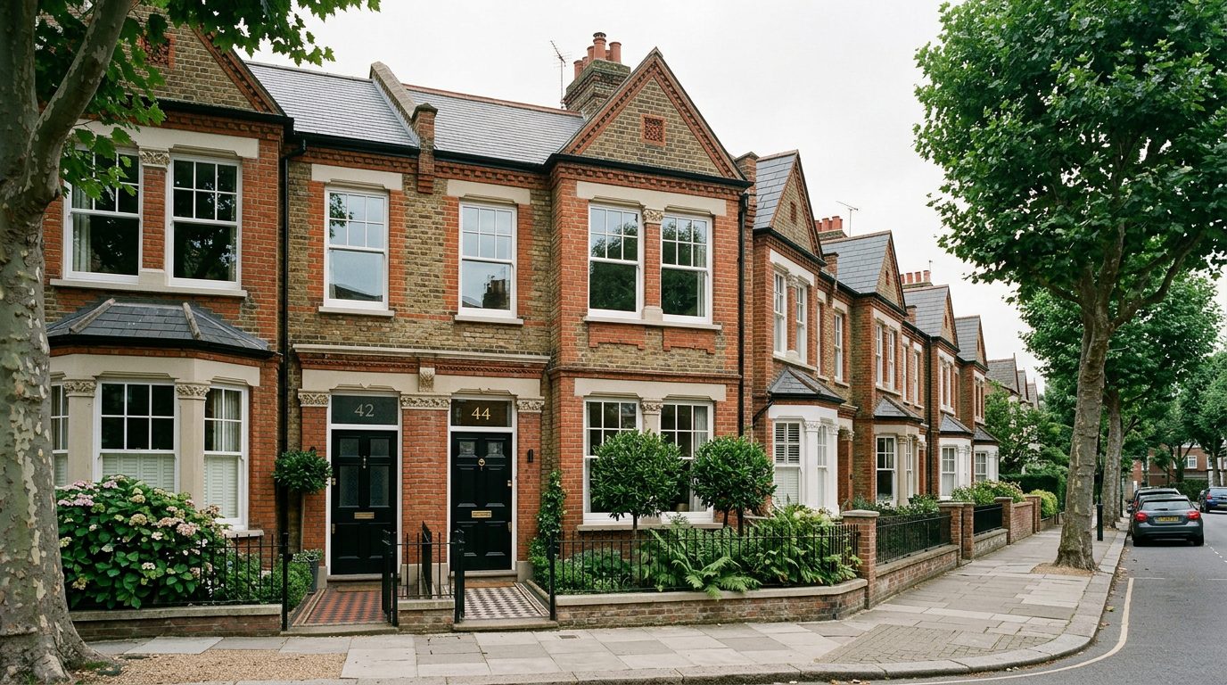 Residential Wandsworth street in London showing local vernacular windows and doors — the character of homes South East Windows & Doors installs across SW18