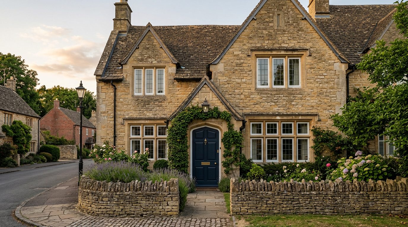 Residential Carterton street in Oxfordshire showing local vernacular windows and doors — the character of homes South East Windows & Doors installs across OX18