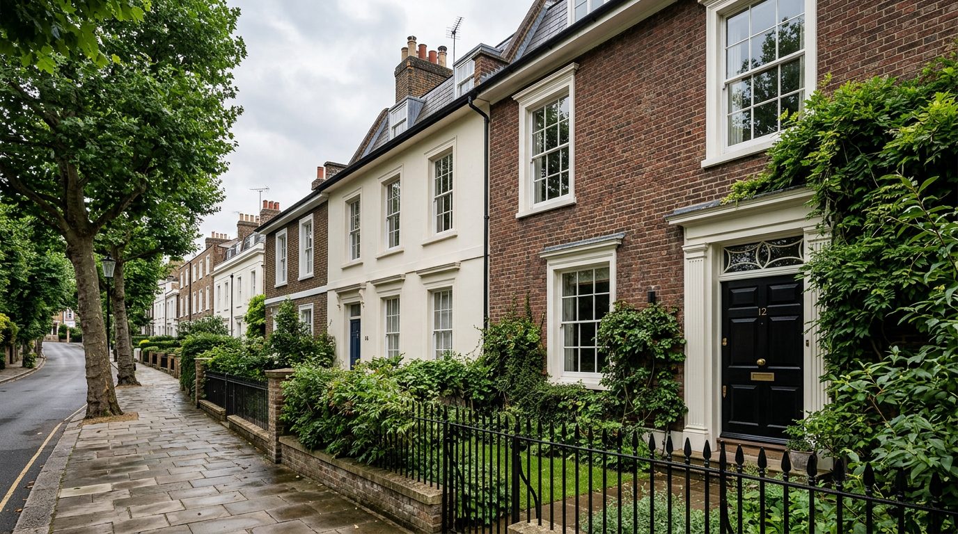 Residential Highgate street in London showing local vernacular windows and doors — the character of homes South East Windows & Doors installs across N6