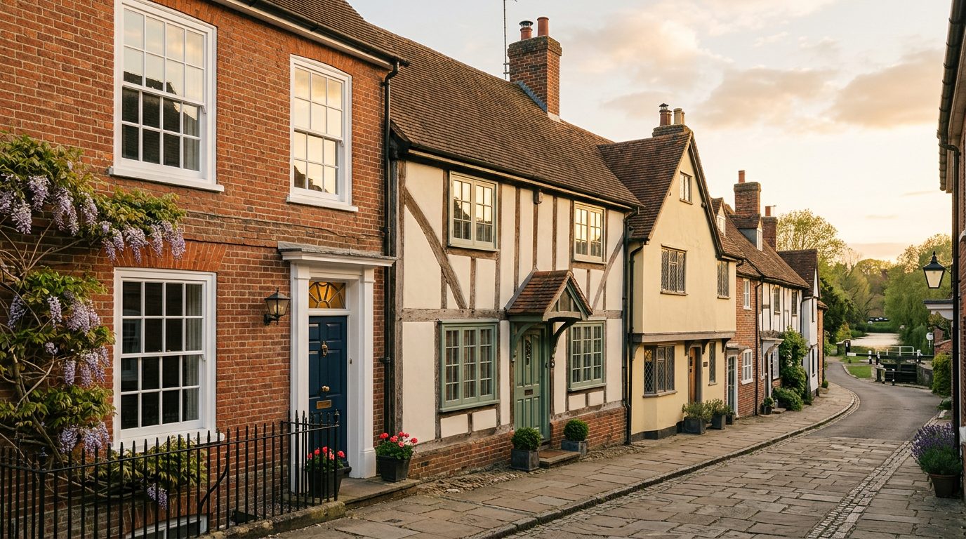 Residential Berkhamsted street in Hertfordshire showing local vernacular windows and doors — the character of homes South East Windows & Doors installs across HP4
