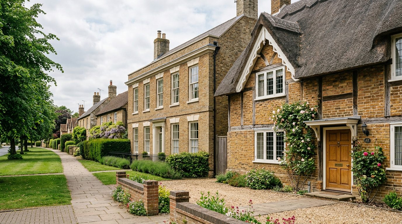Residential Kempston street in Bedfordshire showing local vernacular windows and doors — the character of homes South East Windows & Doors installs across MK42