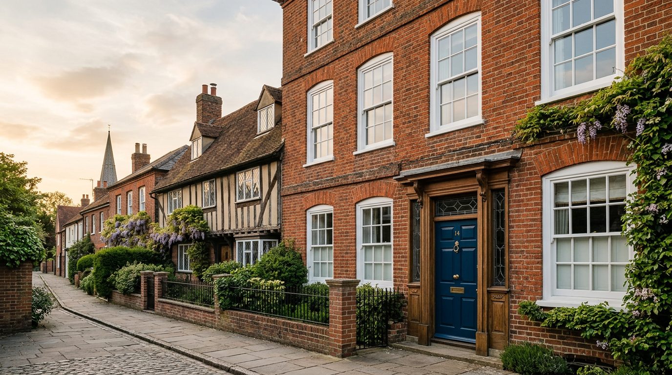 Residential Cheshunt street in Hertfordshire showing local vernacular windows and doors — the character of homes South East Windows & Doors installs across EN7, EN8