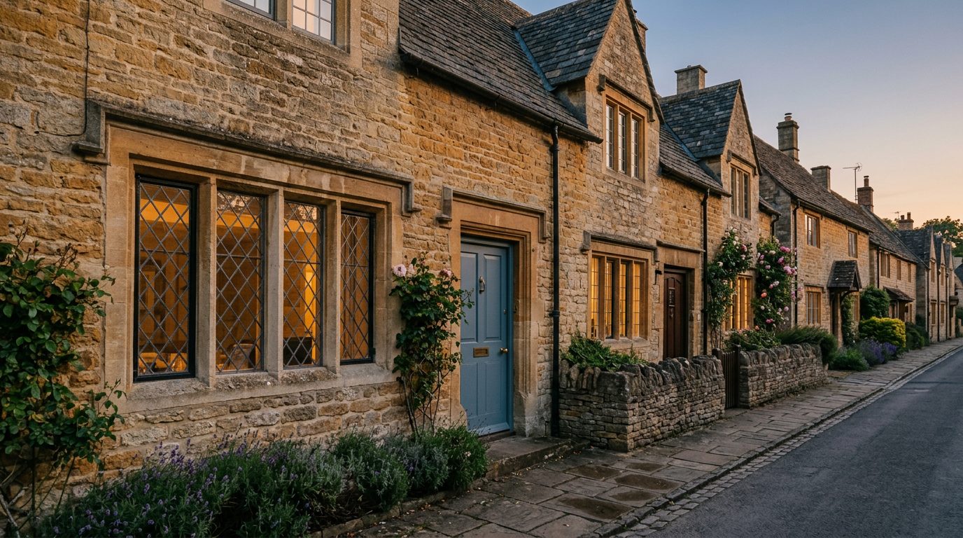 Residential Deddington street in Oxfordshire showing local vernacular windows and doors — the character of homes South East Windows & Doors installs across OX15