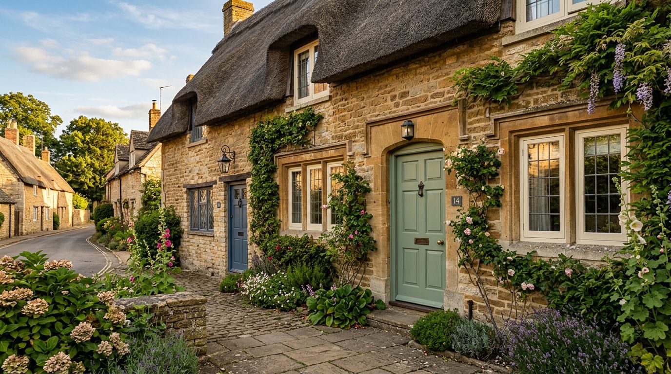 Residential Wellingborough street in Northamptonshire showing local vernacular windows and doors — the character of homes South East Windows & Doors installs across NN8, NN9