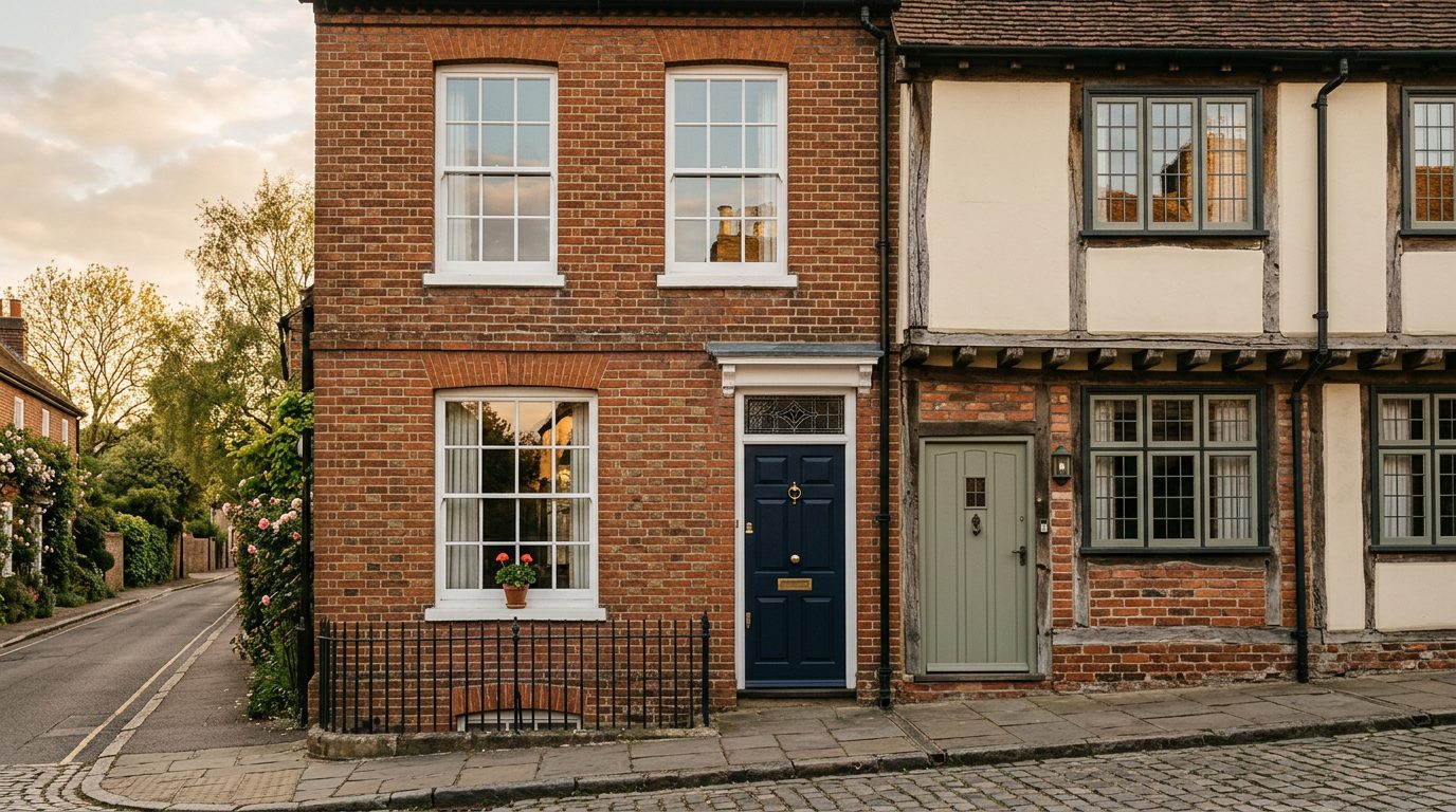 Residential Bishop's Stortford street in Hertfordshire showing local vernacular windows and doors — the character of homes South East Windows & Doors installs across CM22, CM23